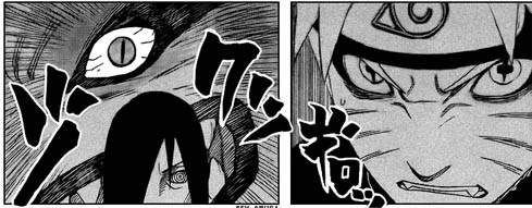 Naruto’s eyes is clearly a sign that his Kyuubi’s chakra was beginning to s...